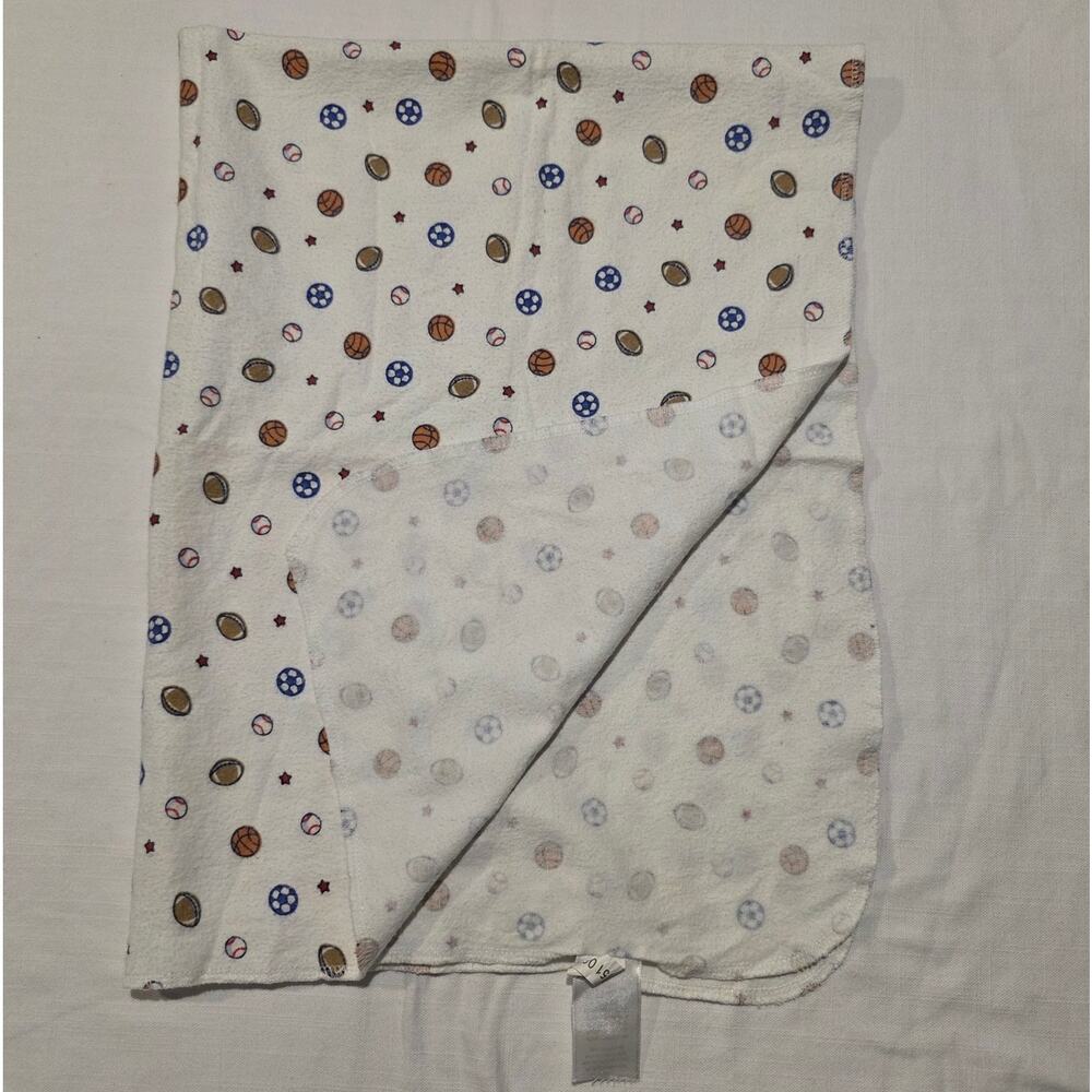 Vintage Carter's Sports Balls Cotton Receiving Blanket White